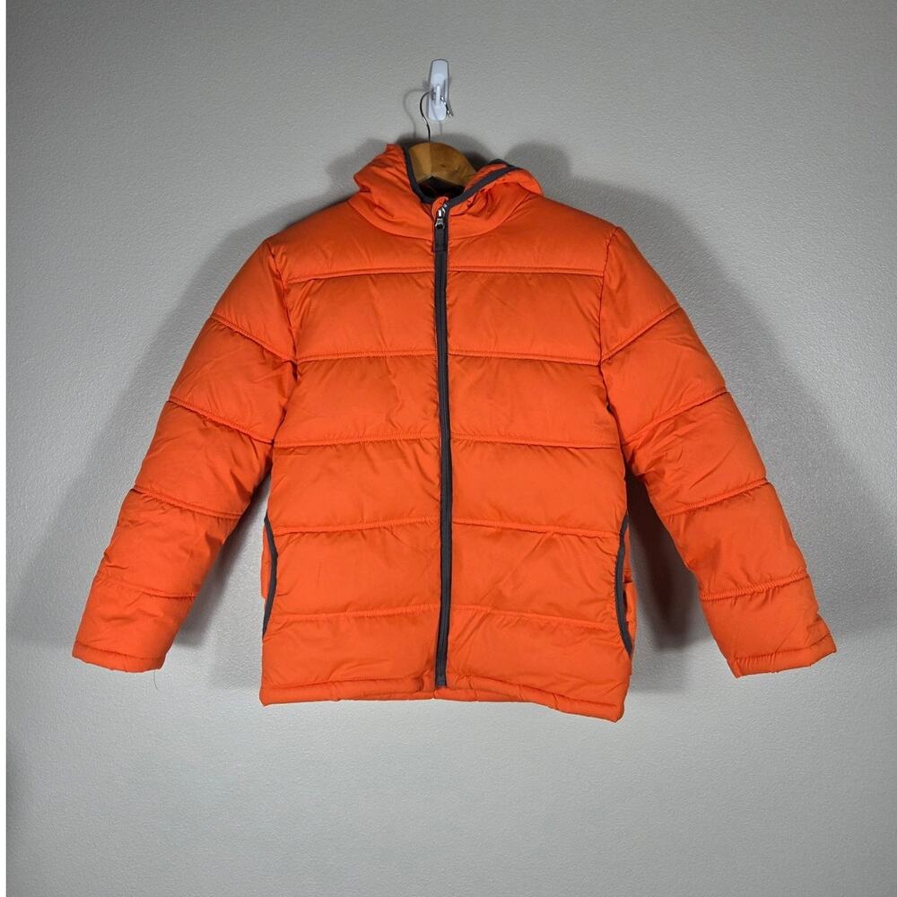 Faded Glory Boy's Orange Puffer Jacket Size Large 10-12